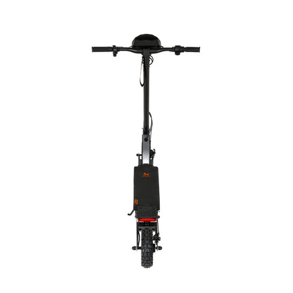 Front view of a KuKirin G2 800W with a slim, vertical frame in black and wide handlebars. The deck features a textured pattern, and the rear wheel includes off-road vacuum tires for better grip, set against a white background.